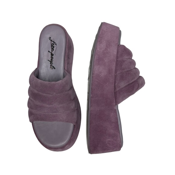 NWOT Free People Almost Paradise Purple Suede Platform Sandals 38 - Picture 8 of 14